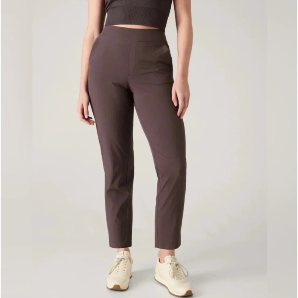 Athleta Women Brown Hybrid Ribbed Side Panel Ankle Pants Size 8